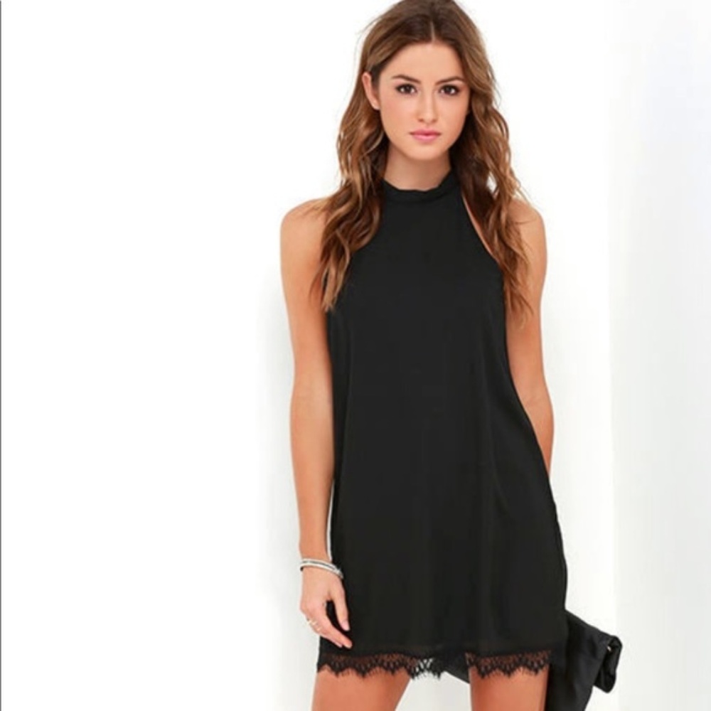 LULUS such admiration lace trim halter dress E23